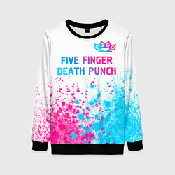 Свитшот женский Five Finger Death Punch neon gradient style: симво, цвет: 3D-черный