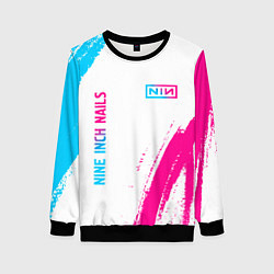 Свитшот женский Nine Inch Nails neon gradient style: надпись, симв, цвет: 3D-черный