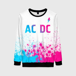 Свитшот женский AC DC neon gradient style: символ сверху, цвет: 3D-черный