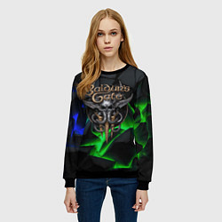 Свитшот женский Baldurs Gate 3 black blue neon, цвет: 3D-черный — фото 2