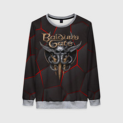 Свитшот женский Baldurs Gate 3 logo red black geometry, цвет: 3D-меланж