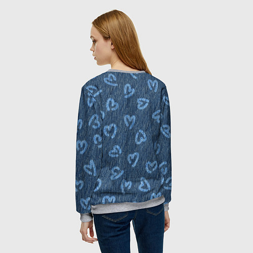 Женский свитшот Hearts on denim / 3D-Меланж – фото 4