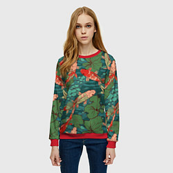 Свитшот женский Паттерн карпы кои, цвет: 3D-красный — фото 2