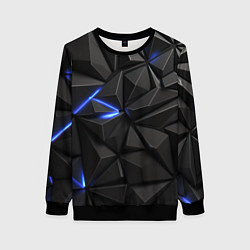 Свитшот женский Неоновое синее свечение на черном, цвет: 3D-черный