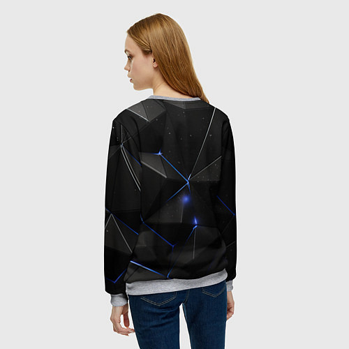 Женский свитшот Black geometry texture / 3D-Меланж – фото 4
