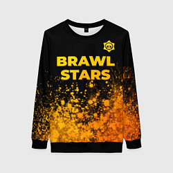 Свитшот женский Brawl Stars - gold gradient: символ сверху, цвет: 3D-черный