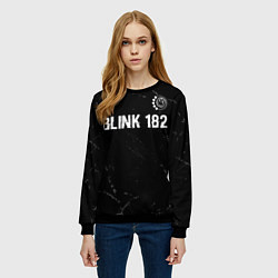 Свитшот женский Blink 182 glitch на темном фоне: символ сверху, цвет: 3D-черный — фото 2