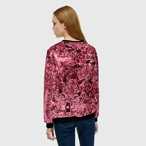 Женский свитшот Мозаичный узор в коричнево-красных тонах / 3D-Черный – фото 4