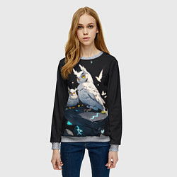 Свитшот женский Филины и магия, цвет: 3D-меланж — фото 2