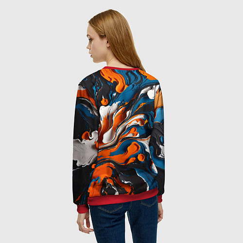 Женский свитшот Акриловые краски - оранжевые / 3D-Красный – фото 4