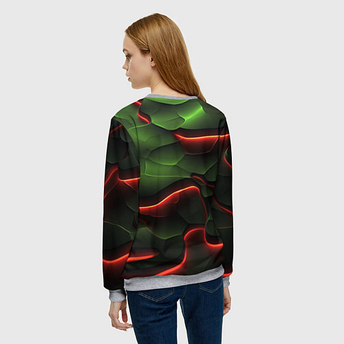 Женский свитшот Объемные красно зеленые плиты / 3D-Меланж – фото 4