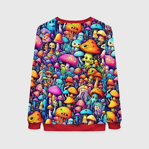 Женский свитшот Кислотные психоделические грибы / 3D-Красный – фото 2