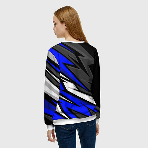 Женский свитшот Volkswagen - Синяя абстракция / 3D-Белый – фото 4