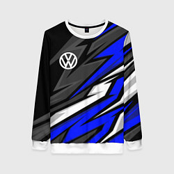 Свитшот женский Volkswagen - Синяя абстракция, цвет: 3D-белый