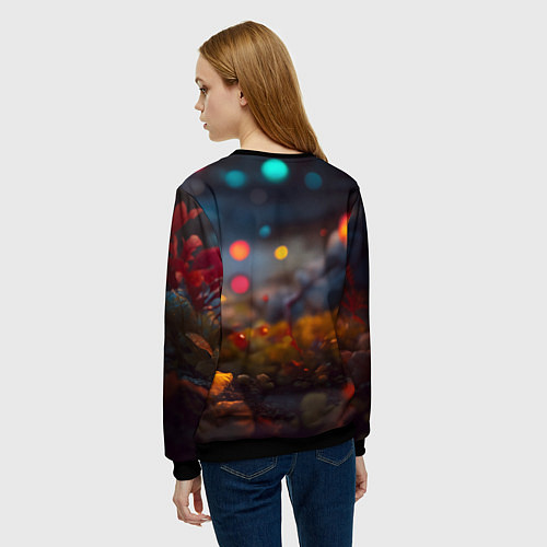 Женский свитшот Дракончик и осень / 3D-Черный – фото 4