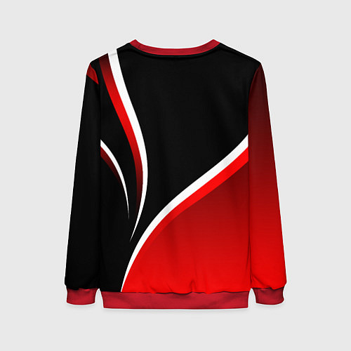 Женский свитшот Кавасаки - красные волны / 3D-Красный – фото 2
