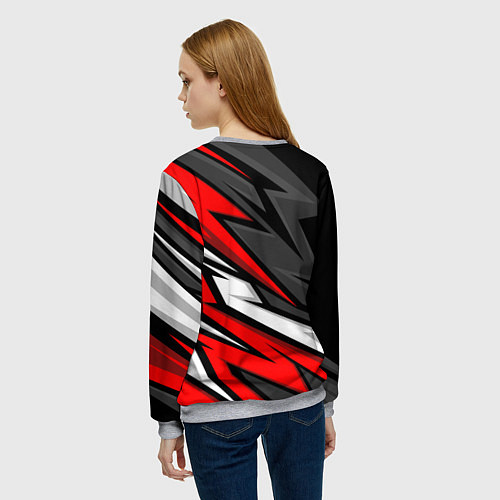 Женский свитшот Kawasaki - red uniform / 3D-Меланж – фото 4