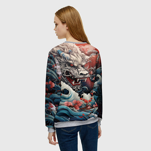 Женский свитшот Морской дракон Irezumi / 3D-Меланж – фото 4