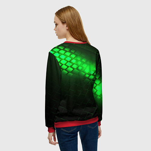 Женский свитшот CSGO green light logo / 3D-Красный – фото 4