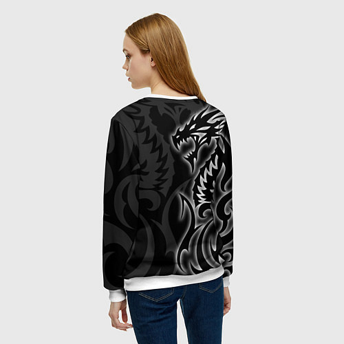 Женский свитшот Балдурс гейт 3 - черный дракон / 3D-Белый – фото 4