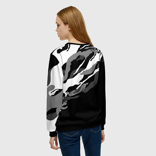 Женский свитшот Фольцваген - белый камуфляж / 3D-Черный – фото 4