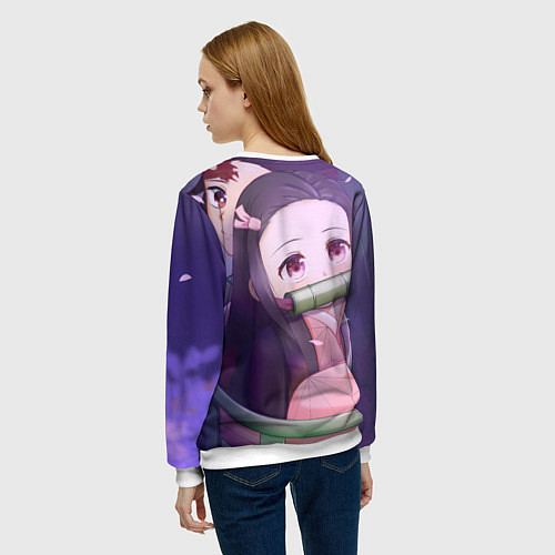 Женский свитшот Клинок рассекающий демонов Тандзиро Нэдзуко Kamado / 3D-Белый – фото 4