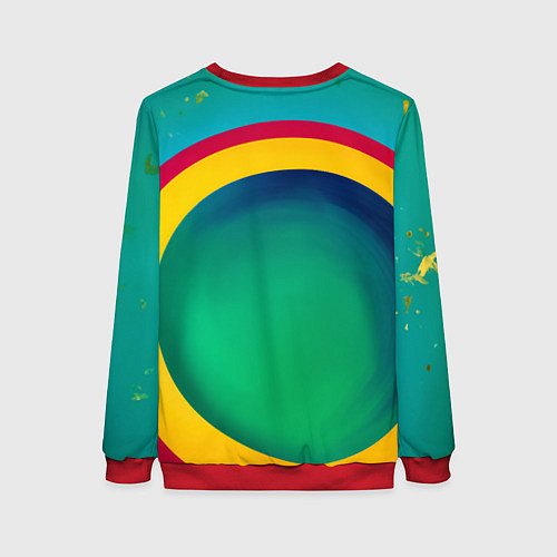 Женский свитшот Девушка в красочном расшитом топе на фоне цветных / 3D-Красный – фото 2