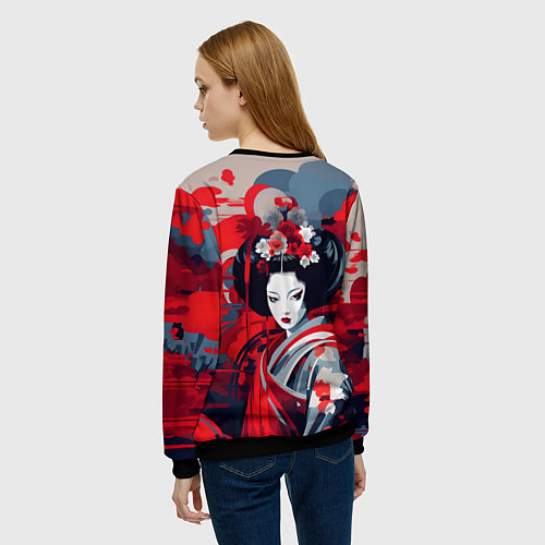 Женский свитшот Geisha vector style / 3D-Черный – фото 4