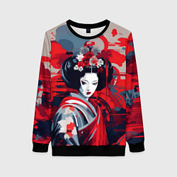 Свитшот женский Geisha vector style, цвет: 3D-черный