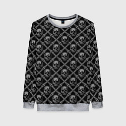 Свитшот женский Черепа и кости - чёрный, цвет: 3D-меланж