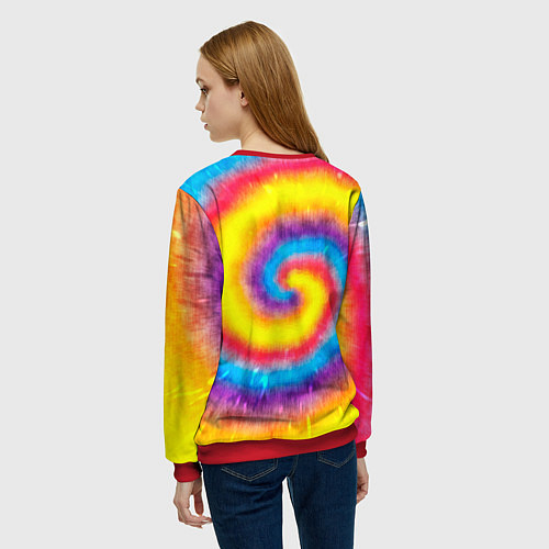 Женский свитшот Тай-дай сочные цвета / 3D-Красный – фото 4