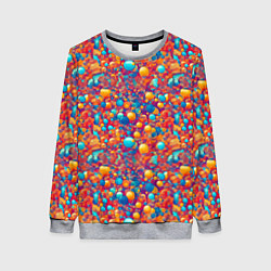 Свитшот женский Разноцветные пузырики узор, цвет: 3D-меланж