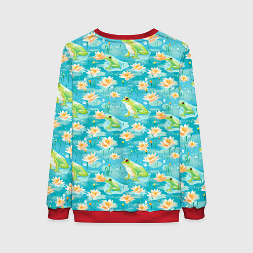 Женский свитшот Кувшинки и лягушки / 3D-Красный – фото 2