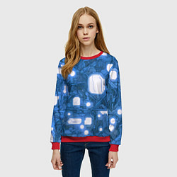 Свитшот женский Синие кибернетические схемы неон, цвет: 3D-красный — фото 2