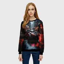 Свитшот женский Футуристический броневик, цвет: 3D-черный — фото 2