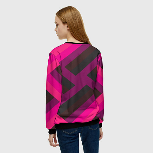 Женский свитшот Розовый и тёмный паттерн / 3D-Черный – фото 4