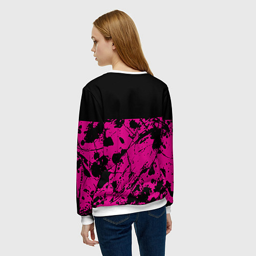 Женский свитшот Black pink - emblem - pattern - music / 3D-Белый – фото 4