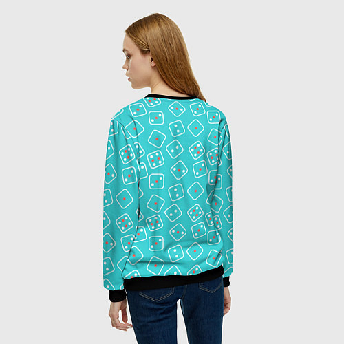 Женский свитшот Игральные кости на голубом фоне / 3D-Черный – фото 4