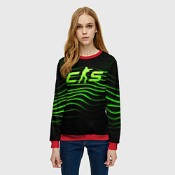 Свитшот женский CS2 green logo, цвет: 3D-красный — фото 2