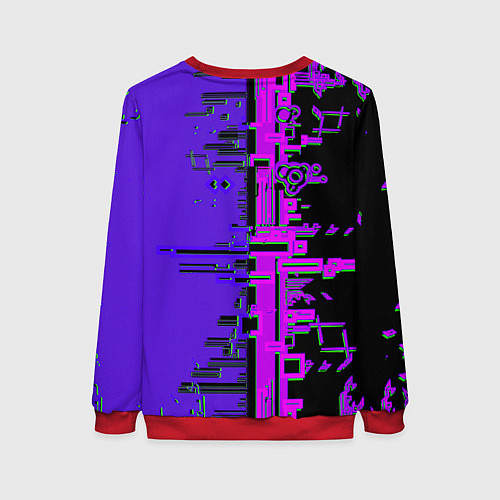 Женский свитшот Кибер-глитч фиолетовый / 3D-Красный – фото 2