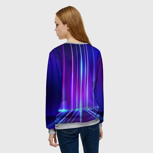 Женский свитшот Neon glow - vaporwave - strips / 3D-Меланж – фото 4