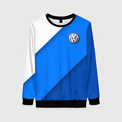 Свитшот женский Volkswagen - голубые линии, цвет: 3D-черный