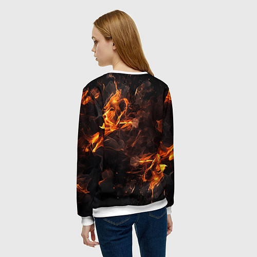 Женский свитшот Baldurs Gate 3 fire logo / 3D-Белый – фото 4