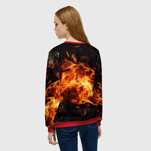 Женский свитшот Baldurs Gate 3 fire logo / 3D-Красный – фото 4