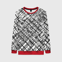 Свитшот женский Чёрно-белая сеть, цвет: 3D-красный