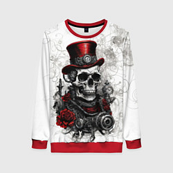Женский свитшот Череп в цилиндре стимпанк
