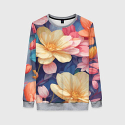 Свитшот женский Водянная лилия лотосы кувшинки, цвет: 3D-меланж