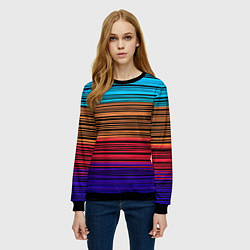 Свитшот женский Разноцветные тонкие линии, цвет: 3D-черный — фото 2