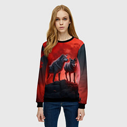 Свитшот женский Кровавая луна, цвет: 3D-черный — фото 2