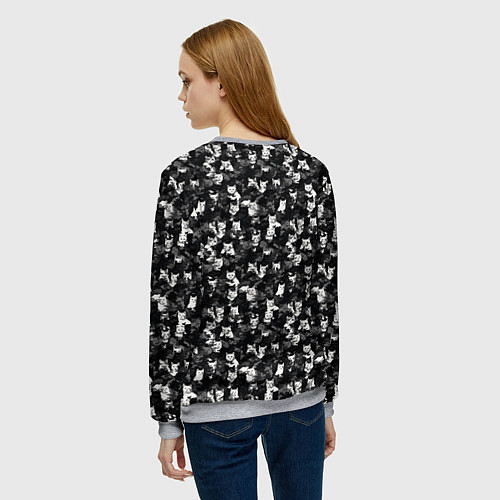 Женский свитшот Камуфляж с котиками / 3D-Меланж – фото 4